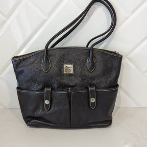 Dooney Bourke Large Black Pebbled Leather Satchel Handbag Crescent bag